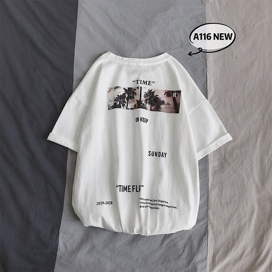 Camiseta Hombre Suelta Cuello Redondo Manga Corta - Image 14