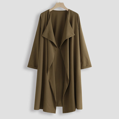 Abrigo Sobretodo Clásico Liso Largo para Otoño e Invierno - Image 12