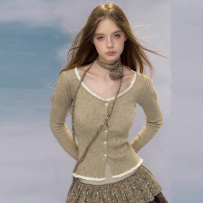 Cardigan Vintage de Lana con Encaje Delicado - Image 7
