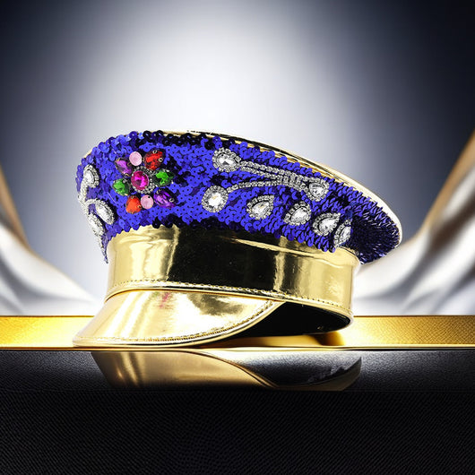 Gorra Azul Marino con Coronas de Diamantes y Cuero - Image 7