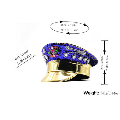 Gorra Azul Marino con Coronas de Diamantes y Cuero - Image 9