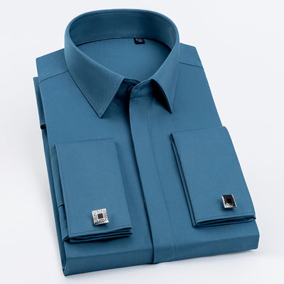 Camisa de Fibra de Bambú con Puños Franceses de Manga Larga - Image 48