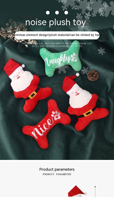 Green plush bone dog toy with "Naughty" embroidered in white, featuring a white paw print. - Image 10