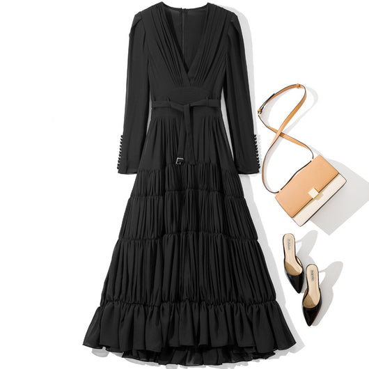Vestido Largo de Manga Larga con Cinturón para Mujer - Image 18