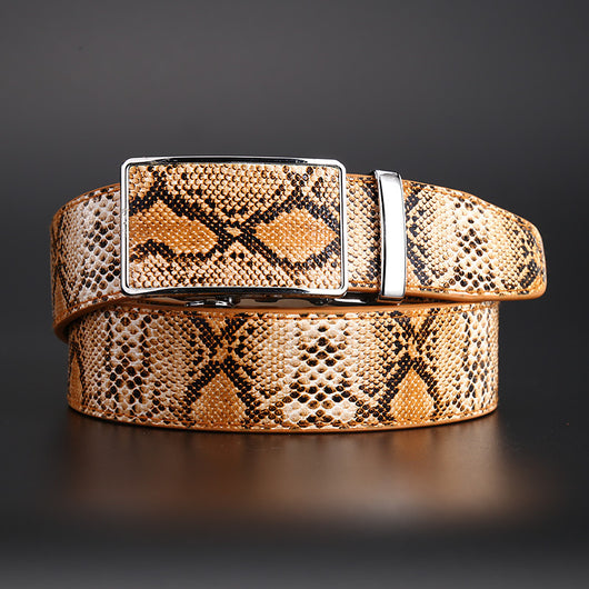 Cinturón de Cuero de Serpiente con Hebilla Automática para Hombre - Image 8