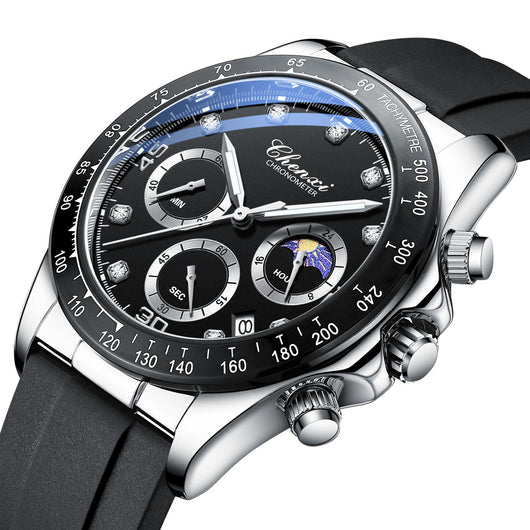 Reloj Deportivo Multifuncional con Banda de Silicona - Tres Esferas y Seis Agujas - Image 7