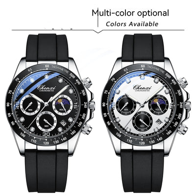 Reloj Deportivo Multifuncional con Banda de Silicona - Tres Esferas y Seis Agujas - Image 10
