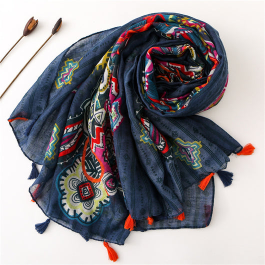 Bufanda Larga Artesanal con Borlas para Mujer - Image 15