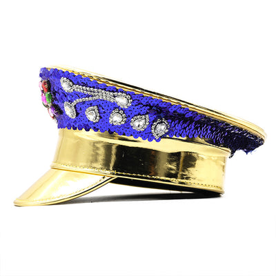 Gorra Azul Marino con Coronas de Diamantes y Cuero - Image 22