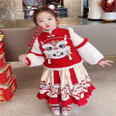 Traje Tang Tradicional Chino para Niñas con Forro Polar Grueso - Image 15