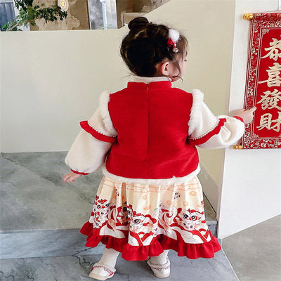 Traje Tang Tradicional Chino para Niñas con Forro Polar Grueso - Image 17