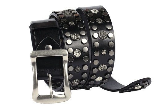 Cinturón de Cuero Genuino Punk con Calavera y Remaches - Hebilla Japonesa Estilo Europeo - Image 24