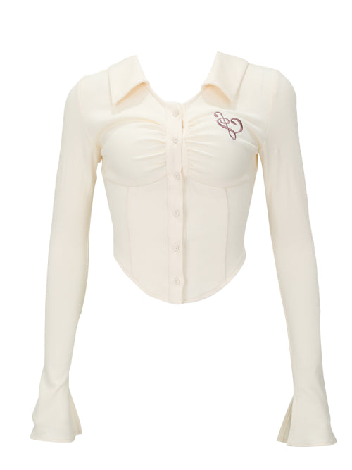 Blusa Reductora de Cintura con Solapa y Manga Larga para Mujer - Image 11