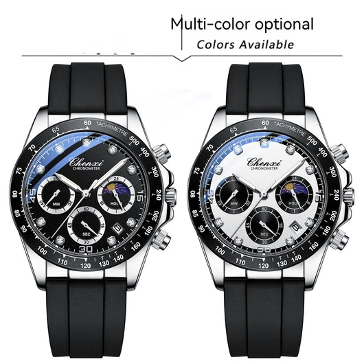 Reloj Deportivo Multifuncional con Banda de Silicona - Tres Esferas y Seis Agujas - Image 15