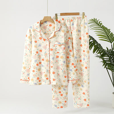 Pijama Acolchado Tres Capas Mujer Suelto Solapas Calorías Ropa de Casa - Image 48