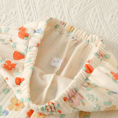 Pijama Acolchado Tres Capas Mujer Suelto Solapas Calorías Ropa de Casa - Image 54