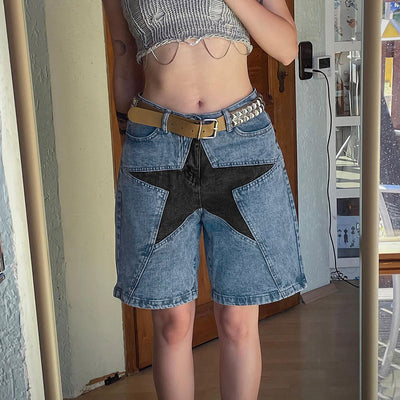 Jeans para Mujer con Parches de Contraste y Estrella de Cinco Puntas - Image 12