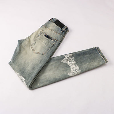 Jeans Vintage Desgastado con Estilo para Hombre - Image 14
