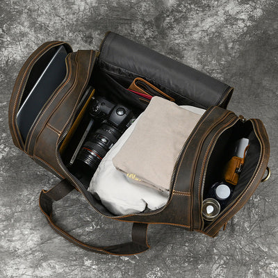 Bolso de Viaje Vintage en Cuero Crazy Horse para Hombre - Image 11