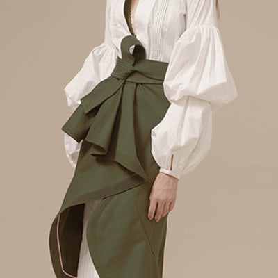 Vestido Camisero con Falda Irregular y Cintura Alta - Image 3