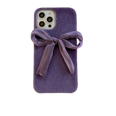 Funda para Celular Estilo Coreano con Lazo de Seda y Pelaje de Visón - Image 11