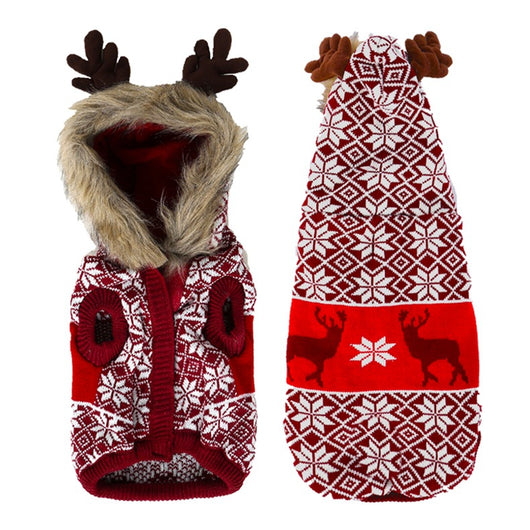 Abrigo Navideño para Mascotas con Cuello de Pelaje y Capucha - Image 9