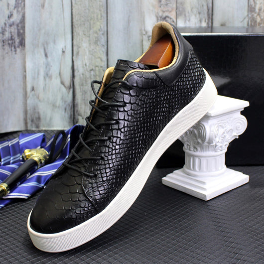 Zapatos Casuales de Cuero con Grabado en Relieve para Hombre - Image 10
