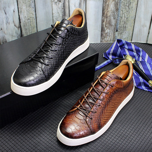 Zapatos Casuales de Cuero con Grabado en Relieve para Hombre - Image 13