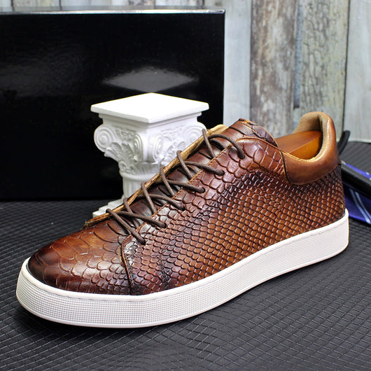 Zapatos Casuales de Cuero con Grabado en Relieve para Hombre - Image 14