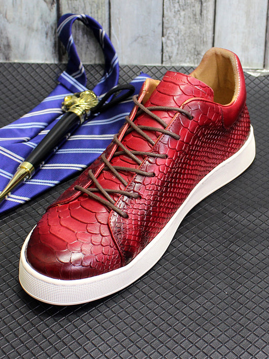 Zapatos Casuales de Cuero con Grabado en Relieve para Hombre - Image 17