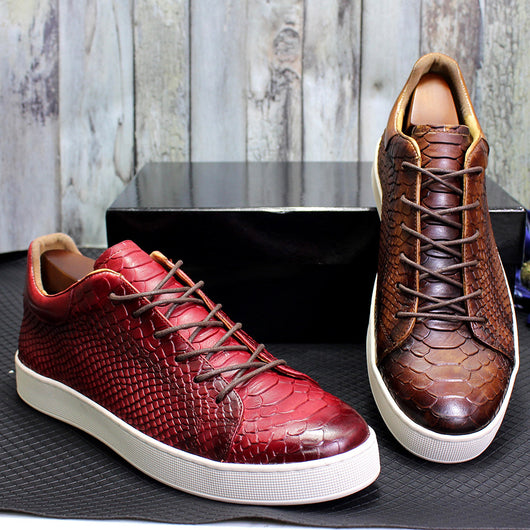 Zapatos Casuales de Cuero con Grabado en Relieve para Hombre - Image 19