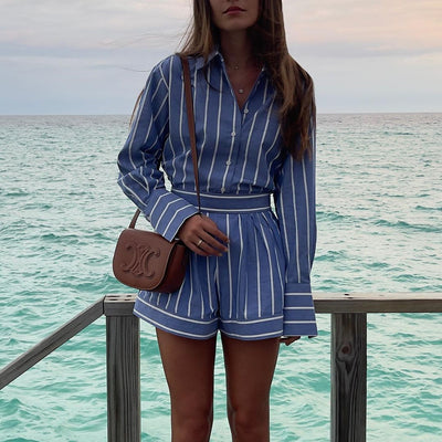 Conjunto de Playera y Shorts a Rayas de Algodón Premium - Image 8