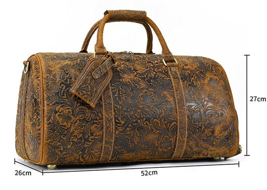 Bolsa de Viaje en Cuero Premium con Estampado Vintage - Image 21