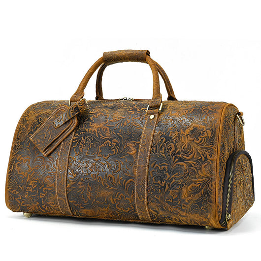 Bolsa de Viaje en Cuero Premium con Estampado Vintage - Image 22
