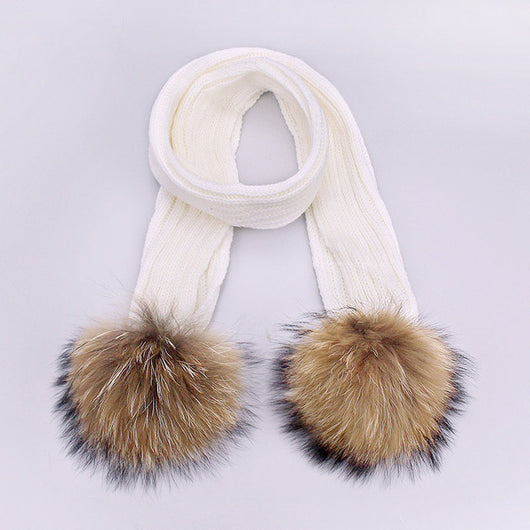 Set Gorro y Bufanda Doble Lana con Pompones para Niños - Image 22