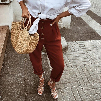 Pantalones Vintage Cintura Alta Holgados para Mujer - Image 10