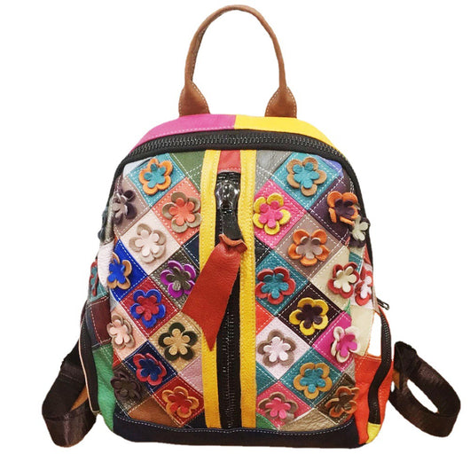 Mochila de Cuero Genuino con Bordado Floral - Image 6
