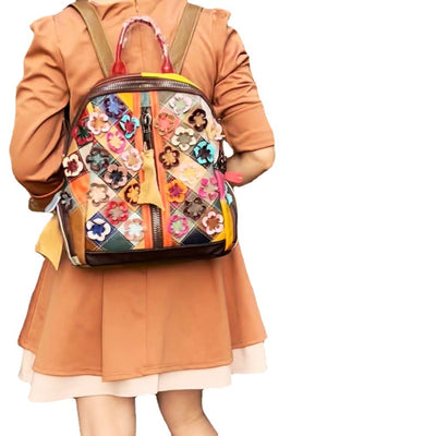 Mochila de Cuero Genuino con Bordado Floral - Image 9