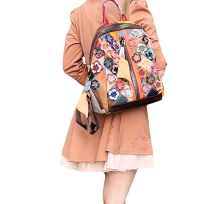 Mochila de Cuero Genuino con Bordado Floral - Image 10