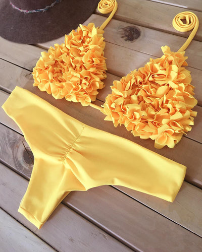 Bikini Triangular Floral Cosido - Estilo Europa Tendencia - Image 23
