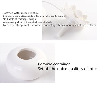 White ceramic lotus aromatherapy humidifier emitting a fine mist, perfect for home or office decor. - Image 11