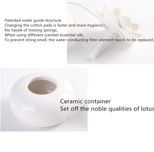 White ceramic lotus aromatherapy humidifier emitting a fine mist, perfect for home or office decor. - Image 11