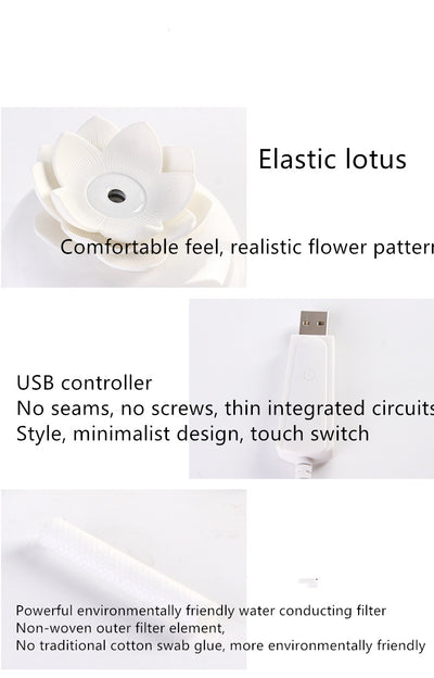 White ceramic lotus aromatherapy humidifier emitting a fine mist, perfect for home or office decor. - Image 12