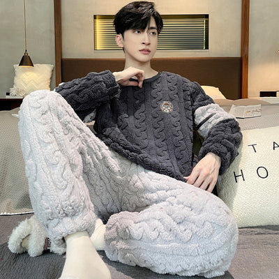 Pijama Térmico de Franela Jacquard para Hombre - Otoño e Invierno - Image 8