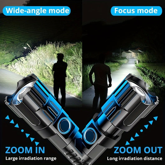 Linterna LED Recargable USB con Zoom para Camping y Exterior - Image 8