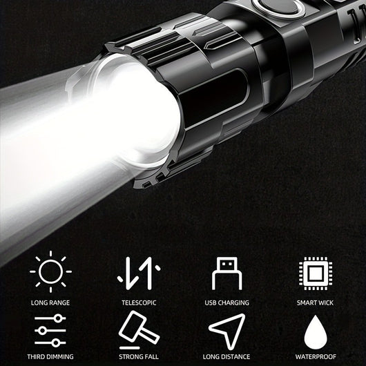 Linterna LED Recargable USB con Zoom para Camping y Exterior - Image 11