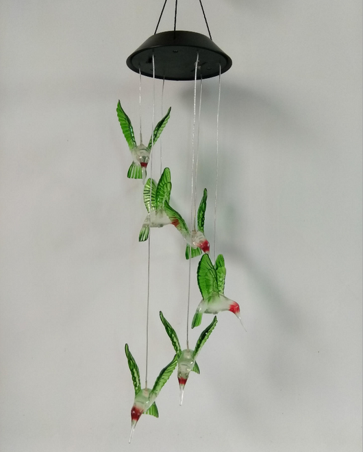 Lámpara Solar Cambia Colores con Carillón de Viento - Bola de Cristal Colibrí y Mariposa - Image 16