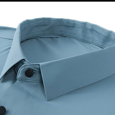 Camisa Manga Corta Hombre Seda Helada Color Liso - Image 13