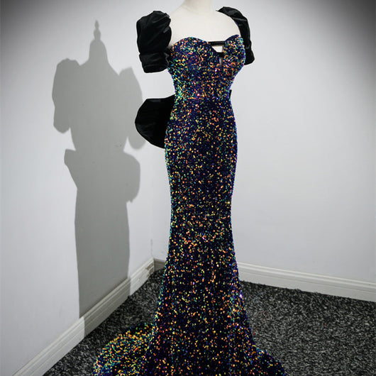 Vestido Largo de Lentejuelas con Cola Francesa para Mujer - Image 11