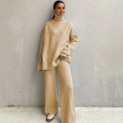 Conjunto Tejido Dos Piezas: Suéter Cuello Alto Holgado y Pantalón Ancho - Image 15